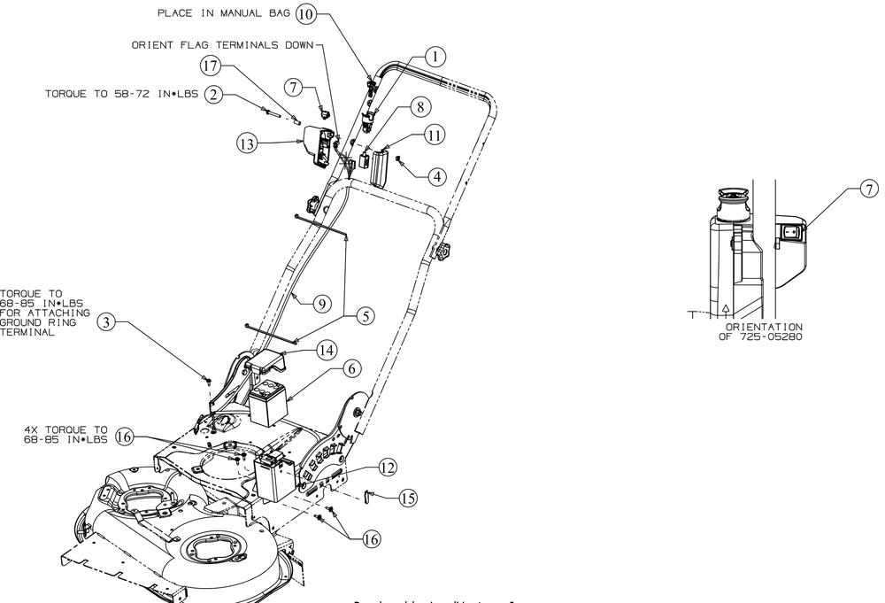 Electrical Diagram and Parts List for (12ACW62R709)(2017) Cub Cadet Lawn Mower